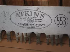 ANT. NEW OLD STOCK ATKINS 2MAN CROSSCUT SAW #553~ ORIG HANDLES~ COLLECTOR GRADE