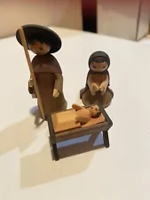 Wooden Tiny Carved Amish Like Nativity Set