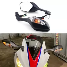 Rearview Mirrors With Turn Signals LED For Honda CBR1000RR 2008-2016 Black (For: 2016 Honda CBR1000RR)