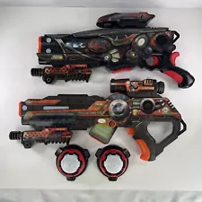 2 WowWee Light Strike Laser Tag Guns 013, M023 + 2 Targets Optics Barrels TESTED