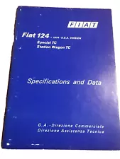 Fiat 124 1974 OEM Specifications Data Sales Service Repair Manual Engine Guide (For: More than one vehicle)