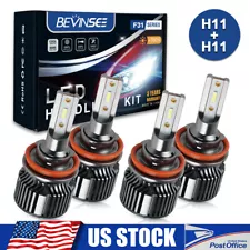 For Ducati 848 EVO 2011 2012 2013 4PCS H11 LED Headlight Bulbs High Low Beam Kit