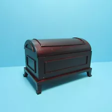 Dollhouse Miniature Wood Domed Blanket Chest Compartment Insert Mahogany T3376