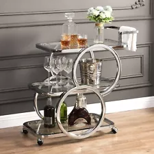 Metal Bar Cart Silver Bar Carts for the Home chrome