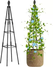 4 Ft Tower Obelisk Trellis for Potted Climbing Plants, Garden Trellis Rustproof