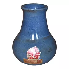 Pine Ridge Sioux Dakota Art Pottery Hand Made Blue Native American Vase Cottier