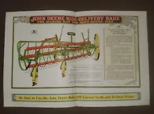 Vintage 1930 John Deere Hay Rake Advertising Flyer Poster Sales Brochure