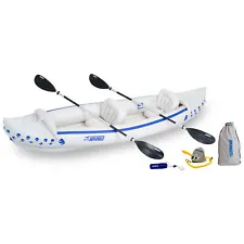 Sea Eagle 370 Deluxe 3 Person Inflatable Sport Kayak Canoe w/ Paddles(For Parts)