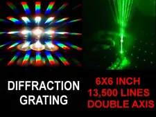 HUGE 6x6 INCH Diffraction Grating Sheet 13,500 DOUBLE AXIS Line,Laser Split LOOK