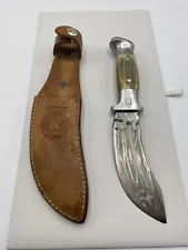 Vintage R.H. RUANA Stamped Bonner Montana Fixed Blade Knife With Stag Handle