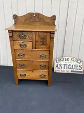 65510 Antique Victorian Oak High Chest Dresser