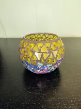 Stained Glass Mosaic Art Candle Holder Vase Bowl