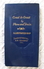 1929 COAST TO COAST PLANE & TRAIN TRANSCONTINENTAL AIR TRANSPORT MAP & LOGBOOK