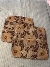 A Pair Of Beautiful Floral & Feather Pillow Covers ~ 20” X 20” Faux Leather Back