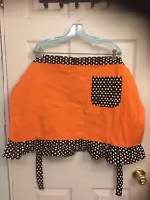 Womans Apron Orange And Black Polka Dot Halloween K&K