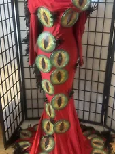 Red mermaid gown Halloween snake eyes costume drag queen stage performance