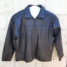 Vintage Burk's Bay Genuine Leather Bomber Jacket for Ipod Size L Black