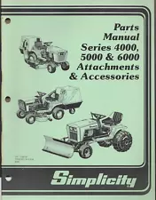 SIMPLICITY MOWER LAWN TRACTOR SERIES 4000 5000 6000 ATTACHMENTS 1988 Part Manual