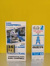 Earl Campbell Houston Oilers Pro Football Hall Of Fame Pin #34,Game Ticket Lot 2