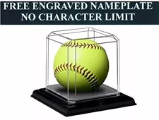 Softball Personalized Acrylic Display Case and Black Base for 11" or 12" Ball