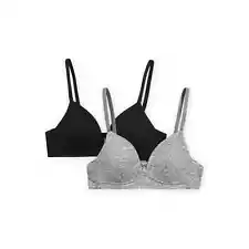 Wonder Nation Girls size 30 Pull Over Bras, 2-Pack Color Gray/Black NWT