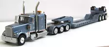 DCP/KCK 3D printed Custom blue/gold Freightliner XL classic 4 axle w/lowboy 1/64