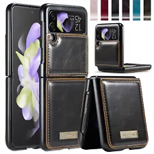 For Samsung Galaxy Z Flip 4 3 Solid Color Luxury Leather Shockproof Case Cover