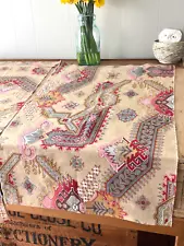 Antique Fabric French Kilim Print 19th C Printed Cotton Textile 2 PCS