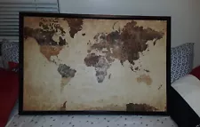 WORLD MAP CANVAS ART SIGNED 3FT x 2FT