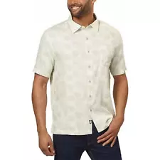 Nat Nast | NWT | Large | Silk Blend White + Sage Palm Leaf Button-Up Golf Shirt