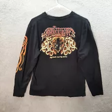 Hooters Shirt Adult Medium Black Motorcycle Biker Tribal Flames Graphic Tee Y2K