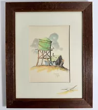 WILLIAM ZIVIC signed art Western USA water tower house deluxe mat wood frame