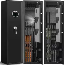 Fireproof Gun Safe, Heavy Rifle Gun Safe with LCD Screen Keypad and Silent Mode,