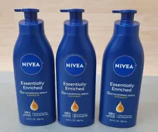 Lot of 3 Nivea Essentially Enriched w/ Nourishing Serum & Almond Oil 16.9 fl oz