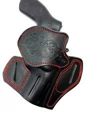 For 3" S&W 686 PLUS, Right Hand Leather Open Top Western Belt Holster