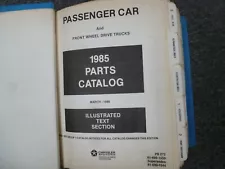 1985 Dodge Charger Hatchback Parts Catalog Manual 2.2 Shelby Turbo