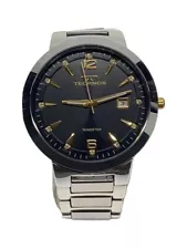 Technos Tungsten Watch Quartz 40mm Men's Black Dial Swiss Made Round With Box