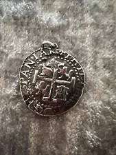 Retired James Avery RARE Large Pieces of Eight Spanish De Bloom Coin Pendant