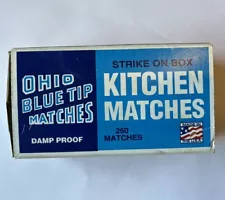 Vintage Ohio Blue Tip Wood Matches Strike on Box Kitchen 250 Mostly Full