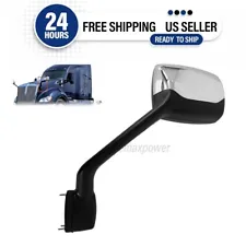 Chrome Hood Mirrors for Kenworth T680 Peterbilt 579 587, Driver Left Side