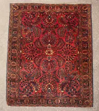 Antique Hand Knotted Sarouk Rug Middle Eastern Carpet Complete Clean NO RESERVE