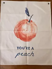 You're A Peach Flag Painted Peach House Banner Georgia Linen Canvas 22"x18"