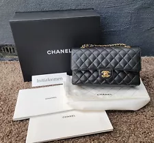 NEW CHANEL REV Jumbo Classic Caviar Double Flap Black Bag Gold MICROCHIP new