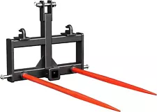 3 Point Trailer Hitch W/2" Receiver 2X 39" Hay Spear 3000lb & Hooks for CAT 0 &1