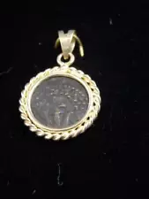 14k Yellow Gold Widow's Mite Ancient Coin Pendant