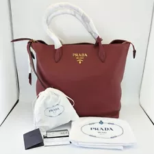 Prada Leather Tote, Red (RUBINO) Leather 1BG006 New Retail $1,399