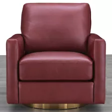 Ivy Living Ashby Top Grain Leather Swivel Chair