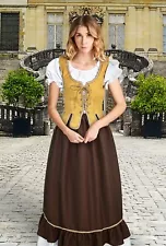 Medieval Maiden Dress w Bodice, 2Pc Renaissance Gown Costume, Reg Plus size