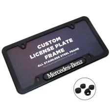 Black Stainless Car License Plate Frame Cover For Mercedes-Benz Sport Gift AMG