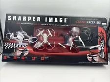 Sharper Image Dual 2 Pack Drones & Flag Racer Drone Set New In Box White & Black